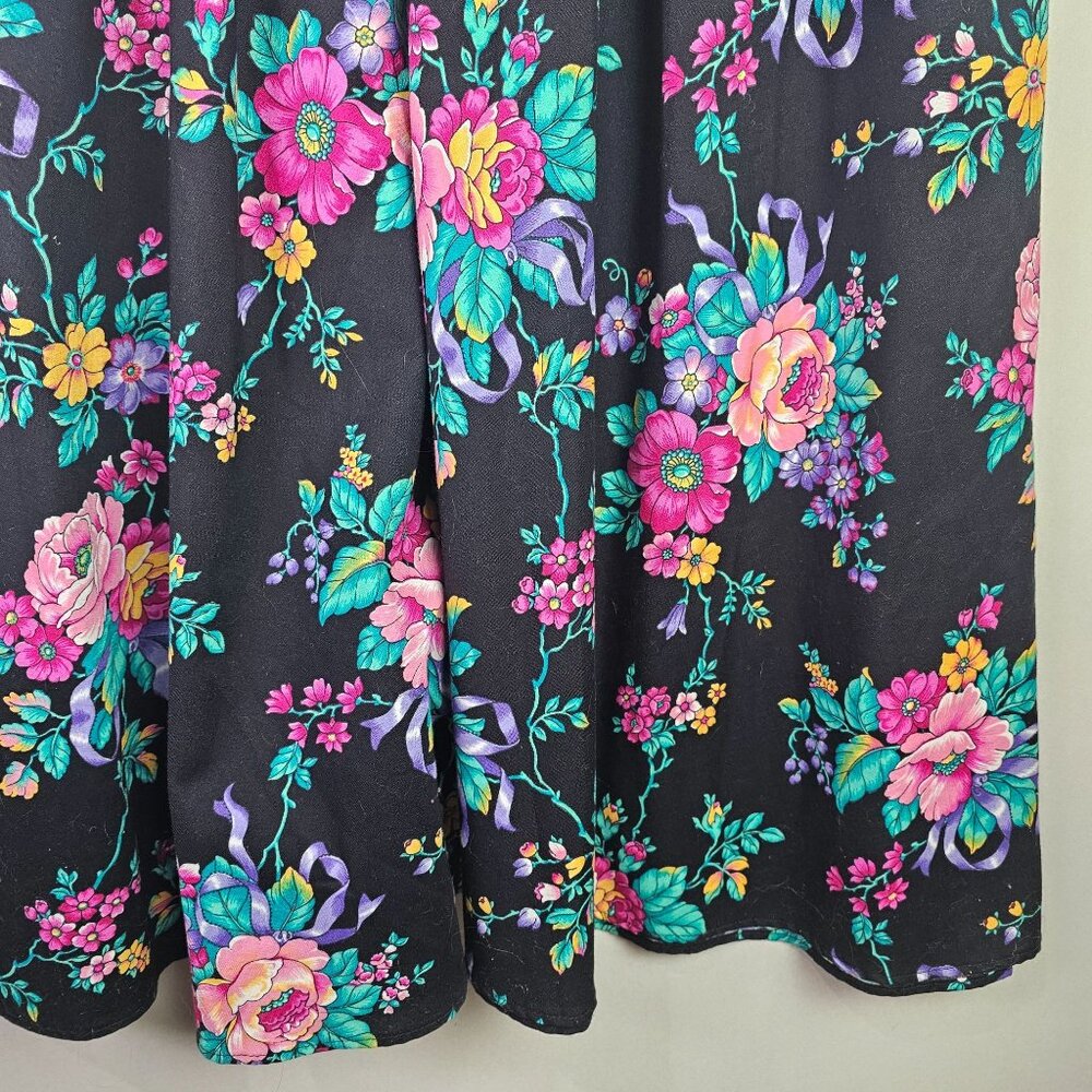 Vintage Positive Attitude 1980's Bold Floral Grunge Alt Basque Body Dress, 5/6 - Picture 5 of 11